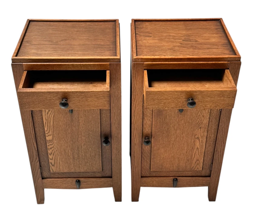 Two Art Deco Amsterdamse School Nightstands or Bedside Tables, 1920s